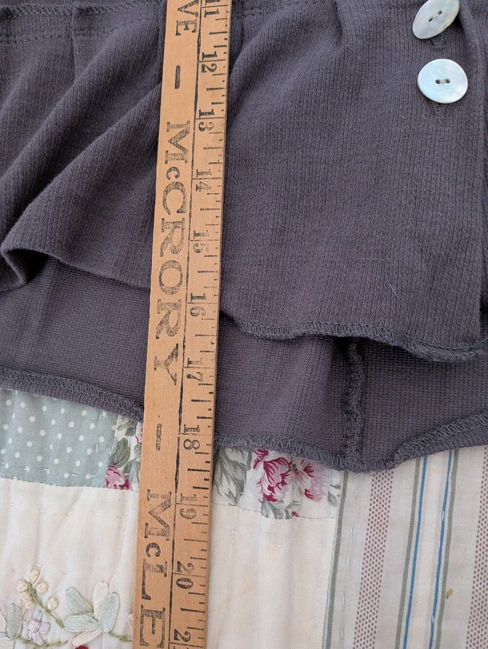 Sustainable Collective by Convoy Organic Cotton Peplum Cardigan L Gray Purple